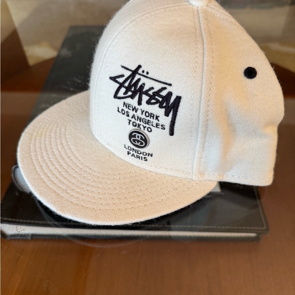 Rare Stussy World Wide Tour Original 1990’s Off White Fitted Cap Hat Double S - Picture 2 of 13